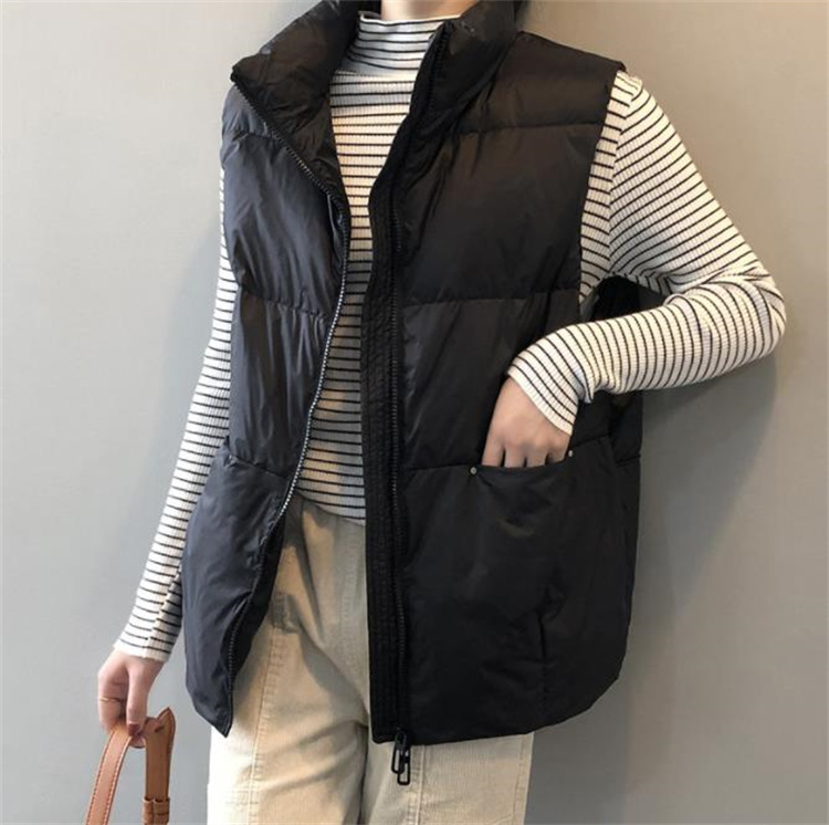 白鴨ダウン薄手ベスト ゆったり快適トレンド