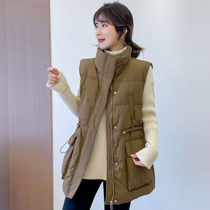 ベスト 暖かさ抜群多機能ポケット付きキルティングダウンベスト