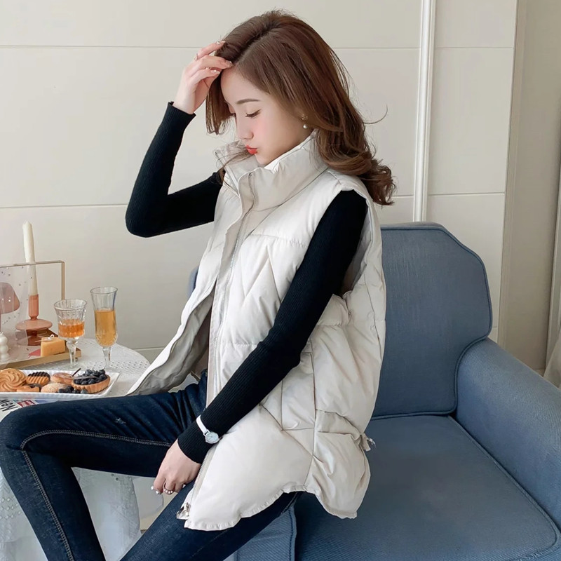 ベスト 立体キルティング中綿入りスタンドカラーベスト