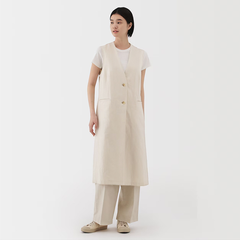 ベスト ロングシルエット重ね着ジレ