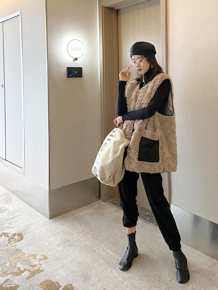 ベスト もこもこボア素材の暖かロングベスト