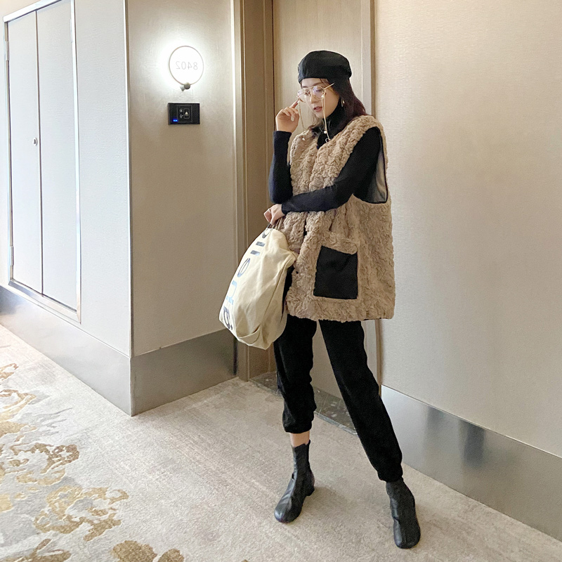 ベスト もこもこボア素材の暖かロングベスト