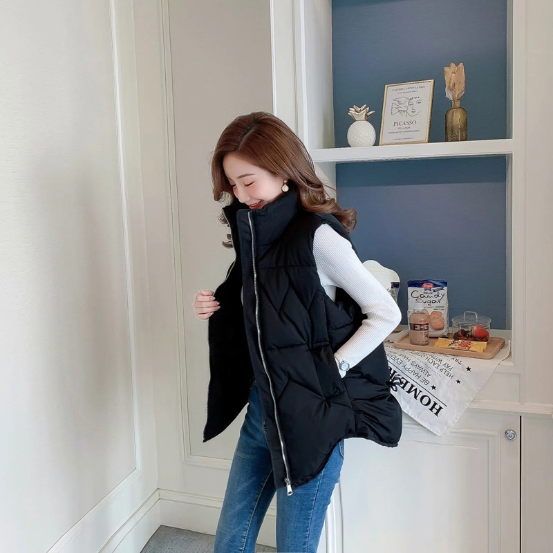 ベスト 立体キルティング中綿入りスタンドカラーベスト