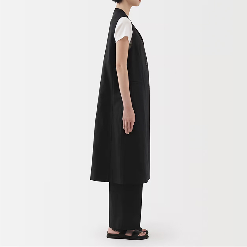ベスト ロングシルエット重ね着ジレ