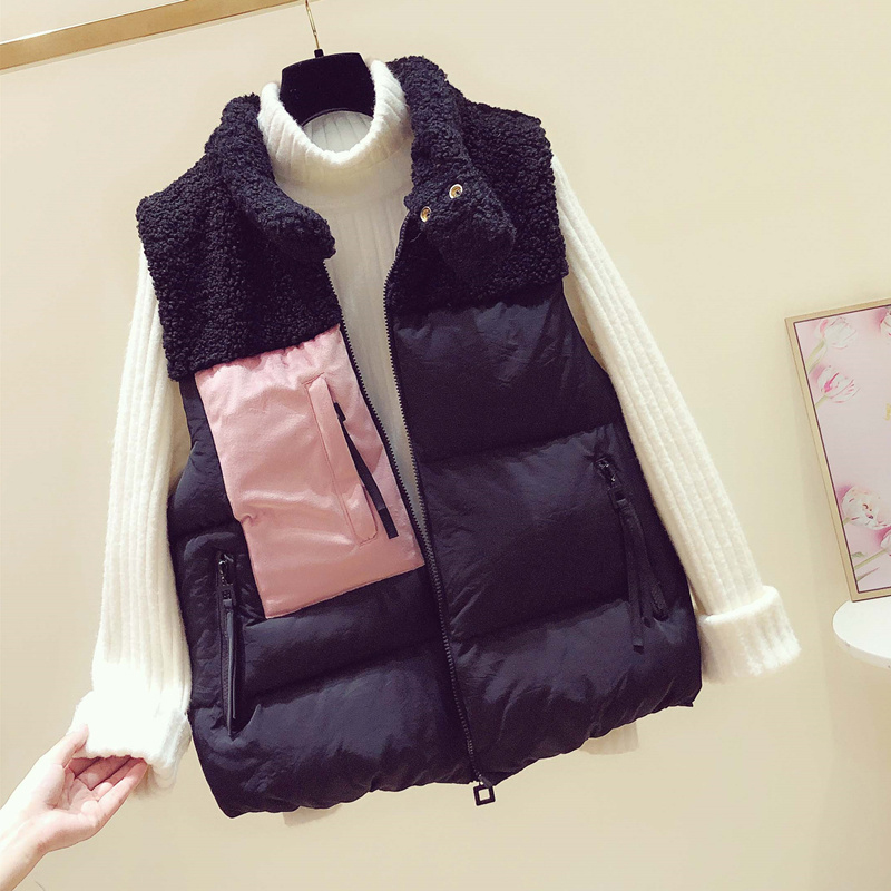 ベスト もこもこボア襟付き中綿ダウンベスト