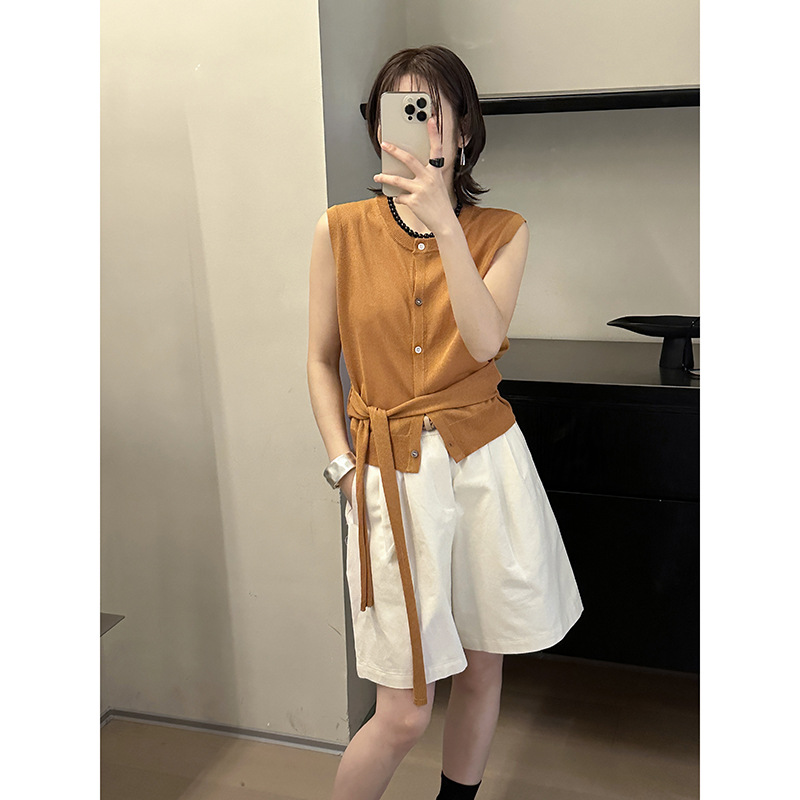 ベスト 結び目アクセント ノースリーブベスト