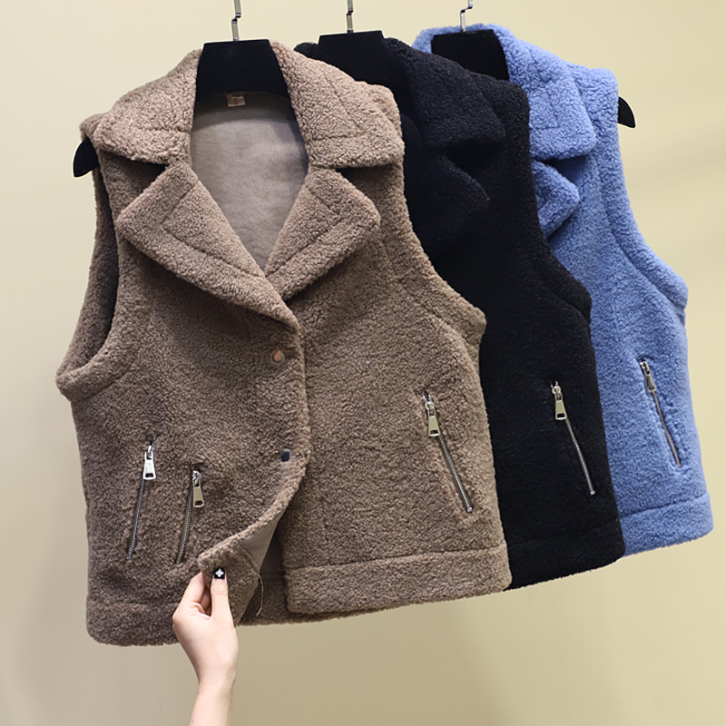 ベスト もこもこボア配色袖付きテーラードベスト