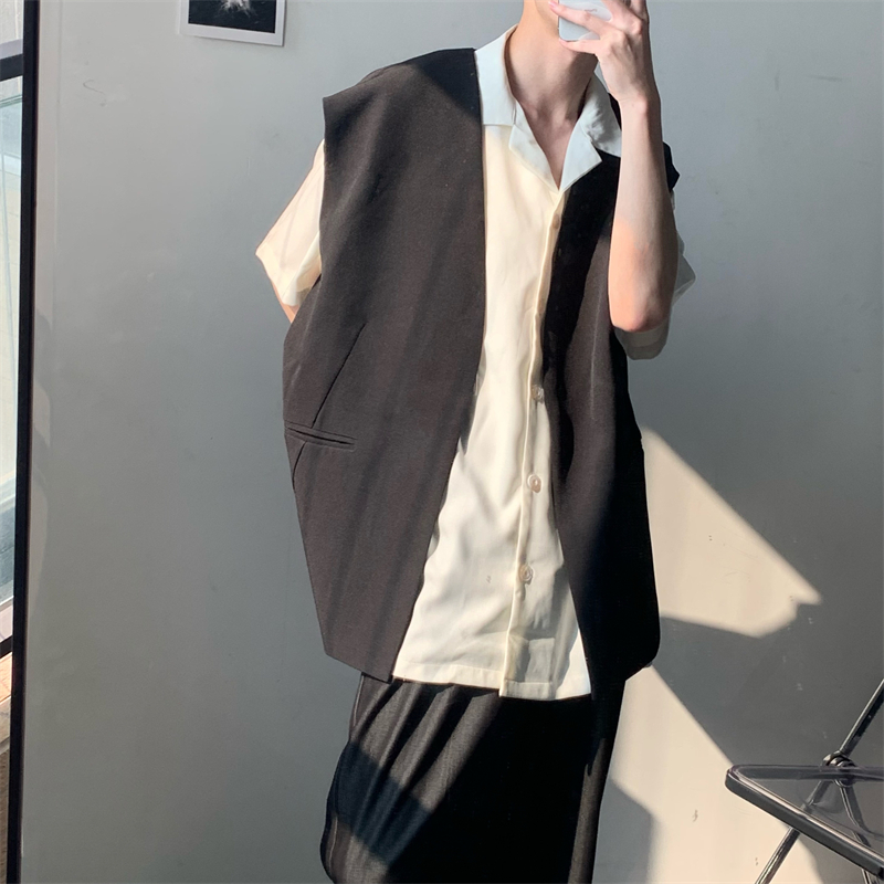 ベスト 洗練ノースリーブベルテッドジレ