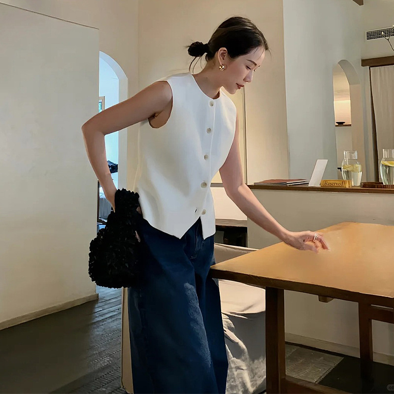 ベスト シンプル前開きジレ