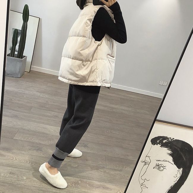 ベスト ふんわり厚手中綿入りフード付きベスト