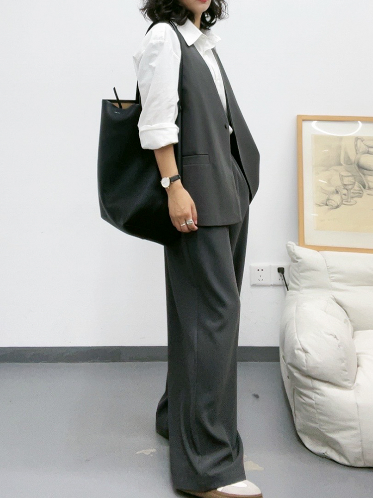 ベスト シンプル長め丈スタイリッシュジレ