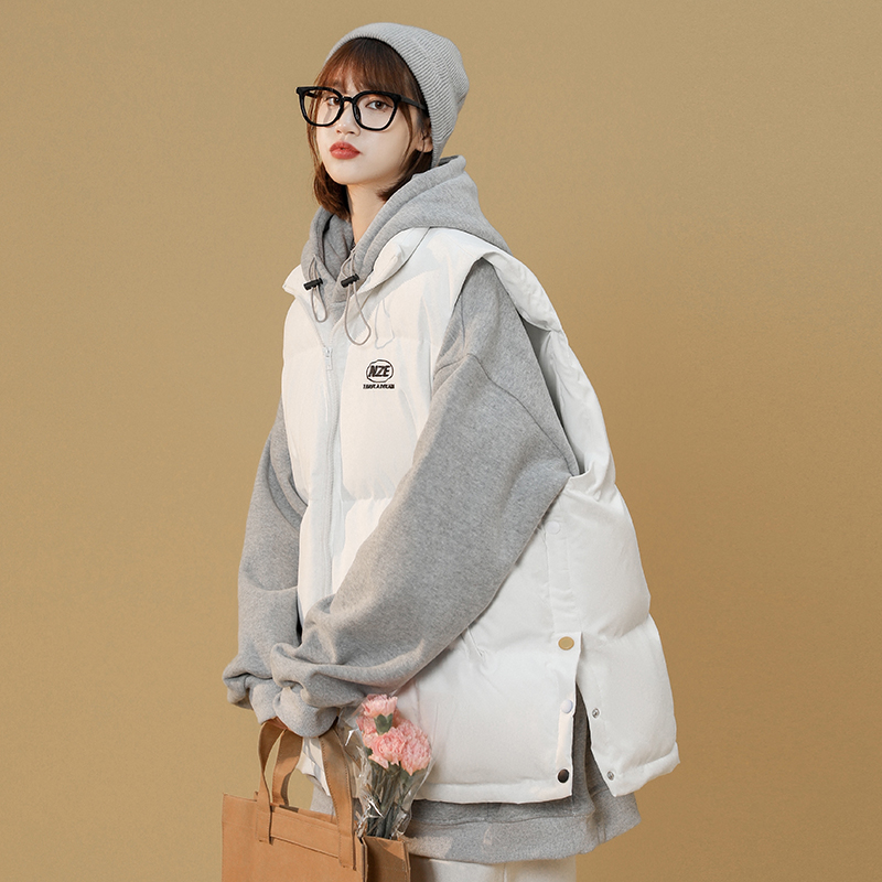 ベスト オーバーサイズ中綿入り袖なしダウンベスト