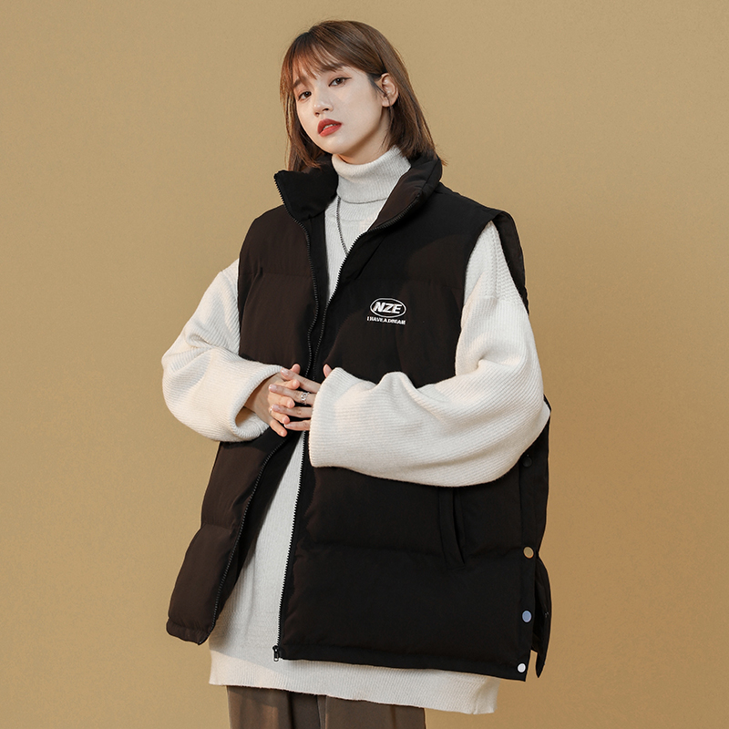 ベスト オーバーサイズ中綿入り袖なしダウンベスト