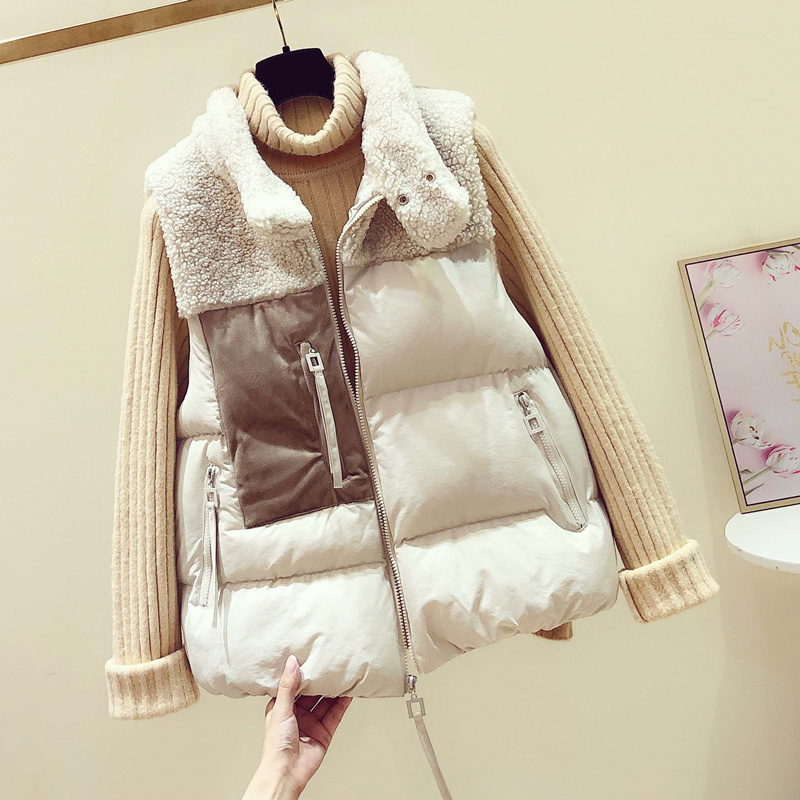 ベスト もこもこボア襟付き中綿ダウンベスト