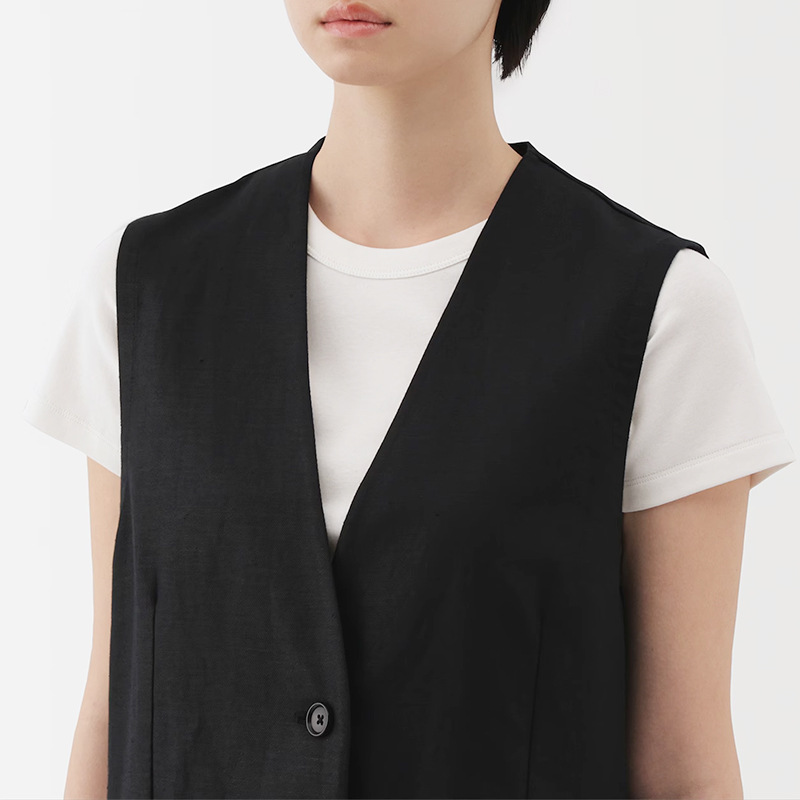 ベスト ロングシルエット重ね着ジレ