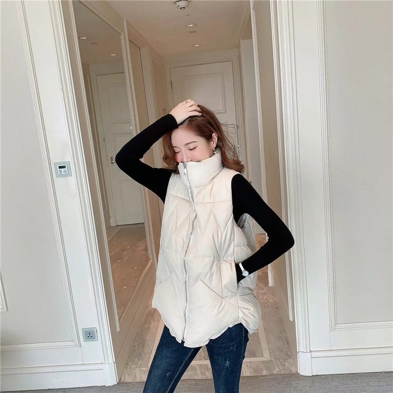 ベスト 立体キルティング中綿入りスタンドカラーベスト