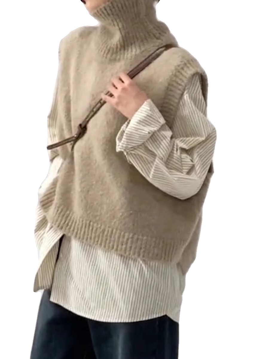 ふんわり質感タートルネックニットベスト