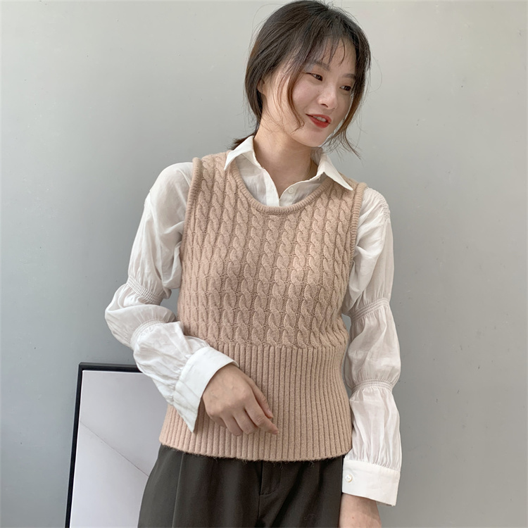 赤系暖かい厚手ニットベスト肌にやさしいスリムタンクトップ