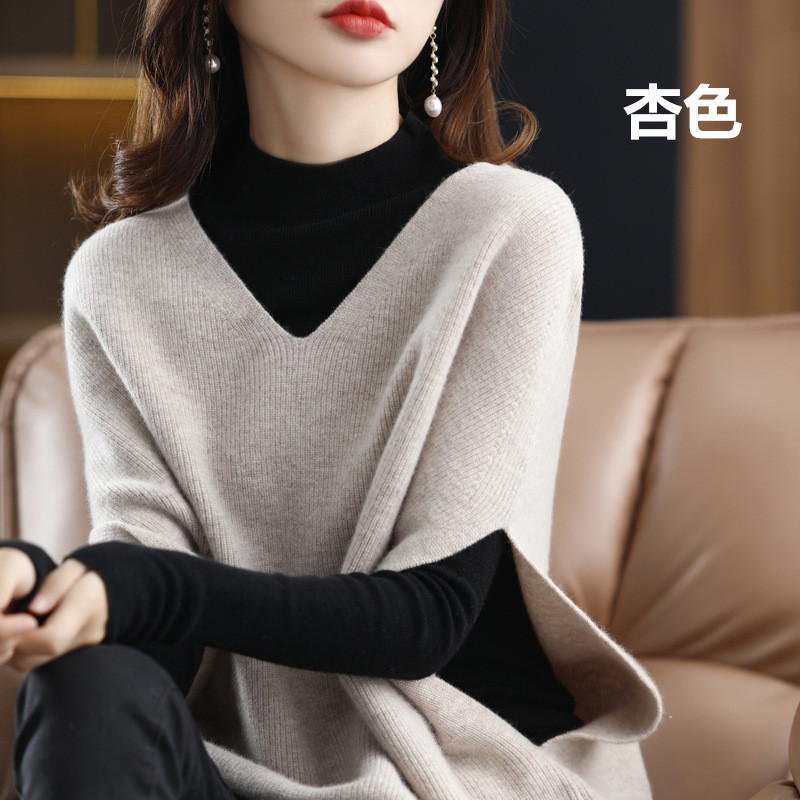 ニットベスト 赤色二の腕カバーニット重ね着風ベスト