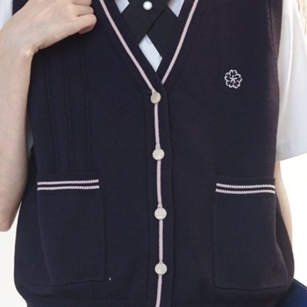 ニットベスト 花モチーフ制服風ニットベスト