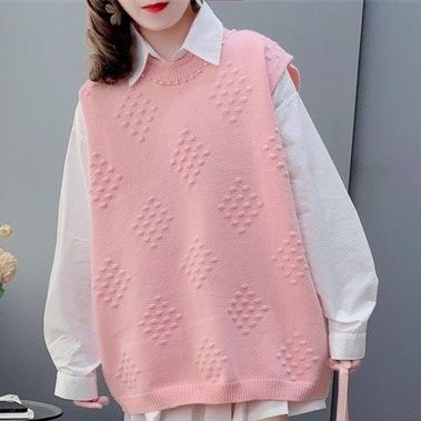 ニットベスト 美しい模様のゆったりベスト