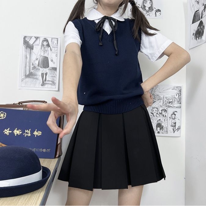 ニットベスト やわらか仕立ての　かわいいスクールニットベスト