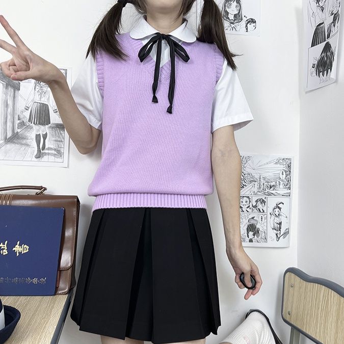 ニットベスト やわらか仕立ての　かわいいスクールニットベスト