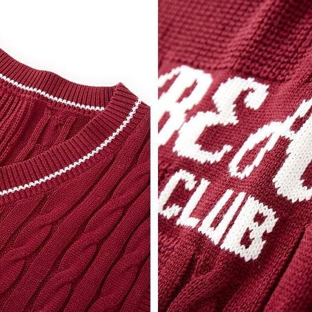 ニットベスト レトロ学院風ケーブル編みベスト