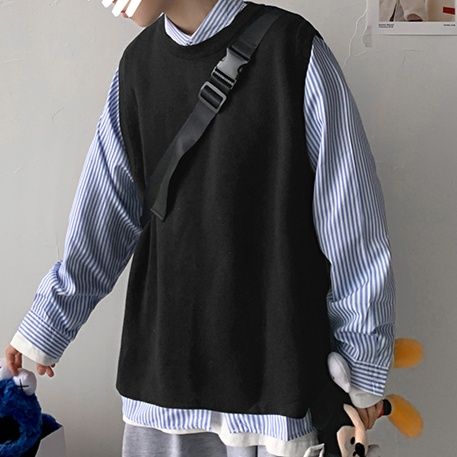 ニットベスト シンプル切り替えベスト