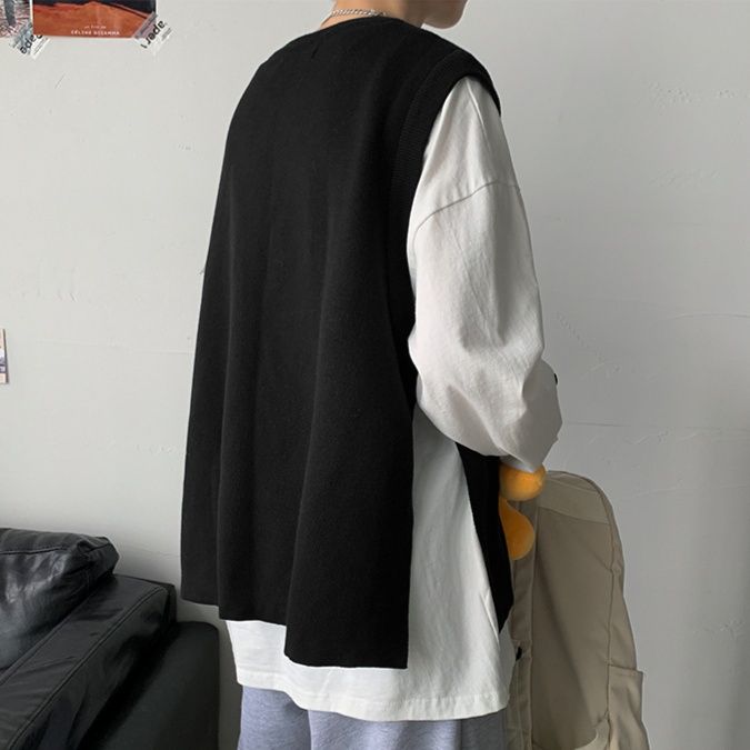 ニットベスト シンプル切り替えベスト