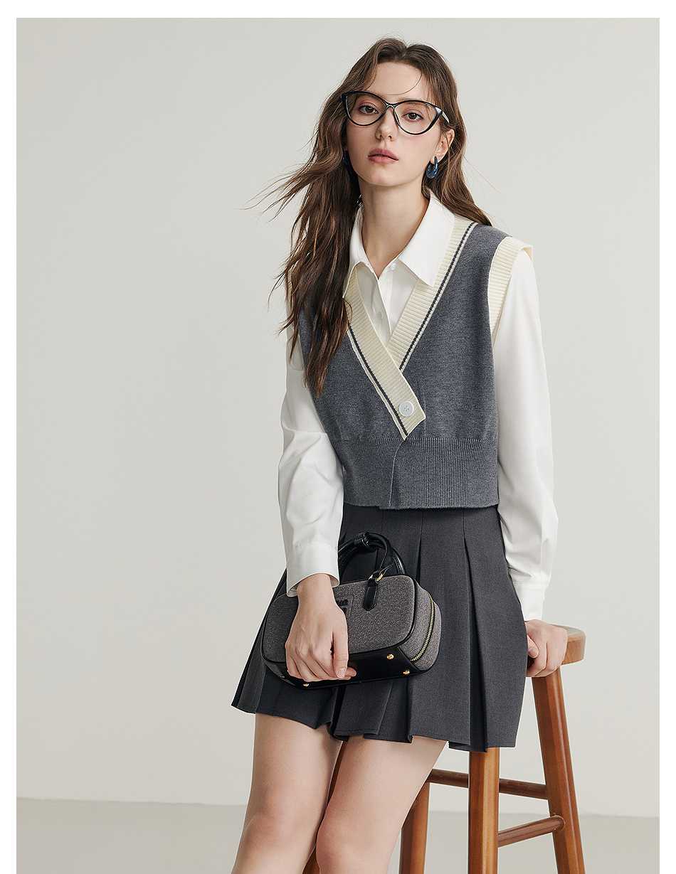 ニットベスト アカデミック風クロスデザインベスト