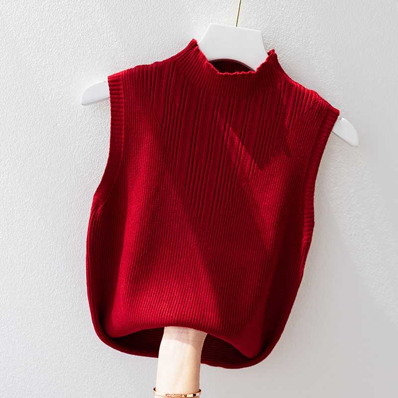 ニットベスト 立体リブ編み ノースリーブニットベスト