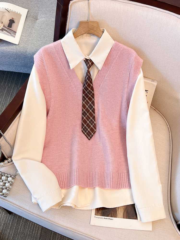 ニットベスト 優美シンプルニットベスト