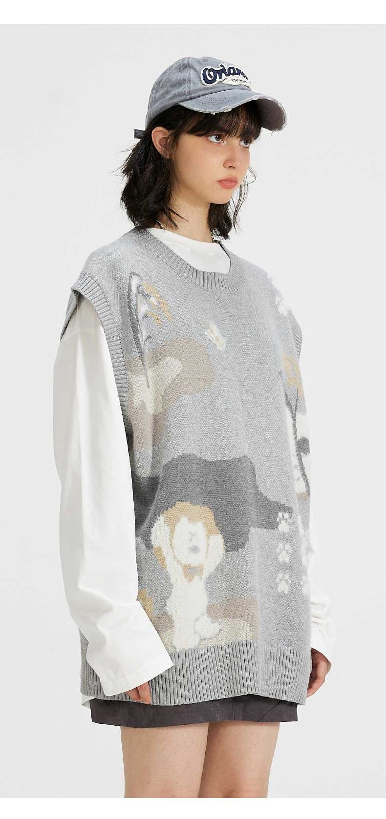 ニットベスト わんちゃん模様ニットベスト