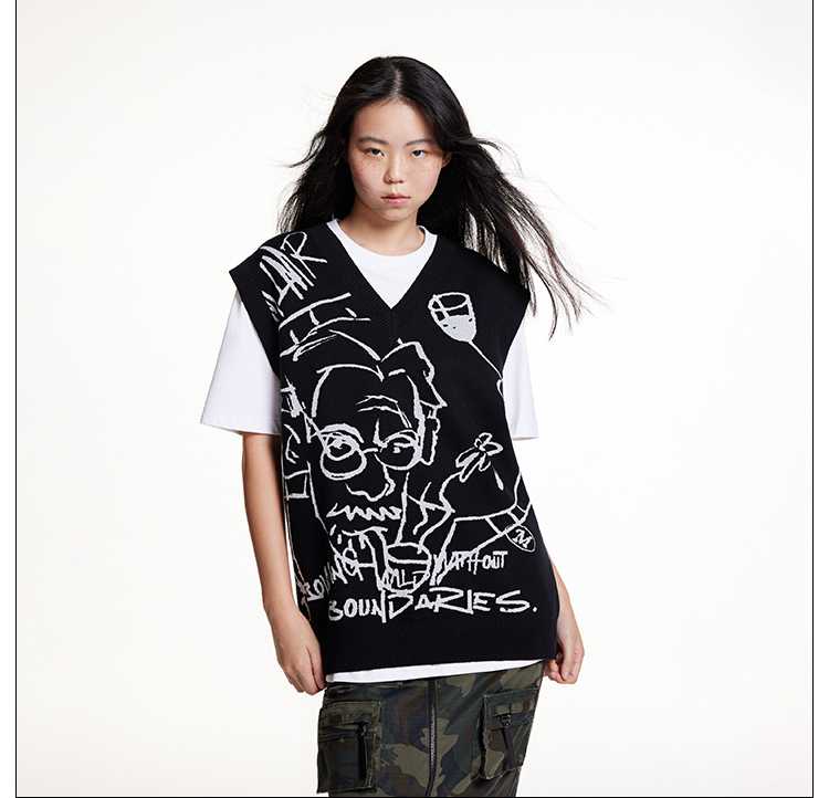 ニットベスト アートグラフィックニットベスト