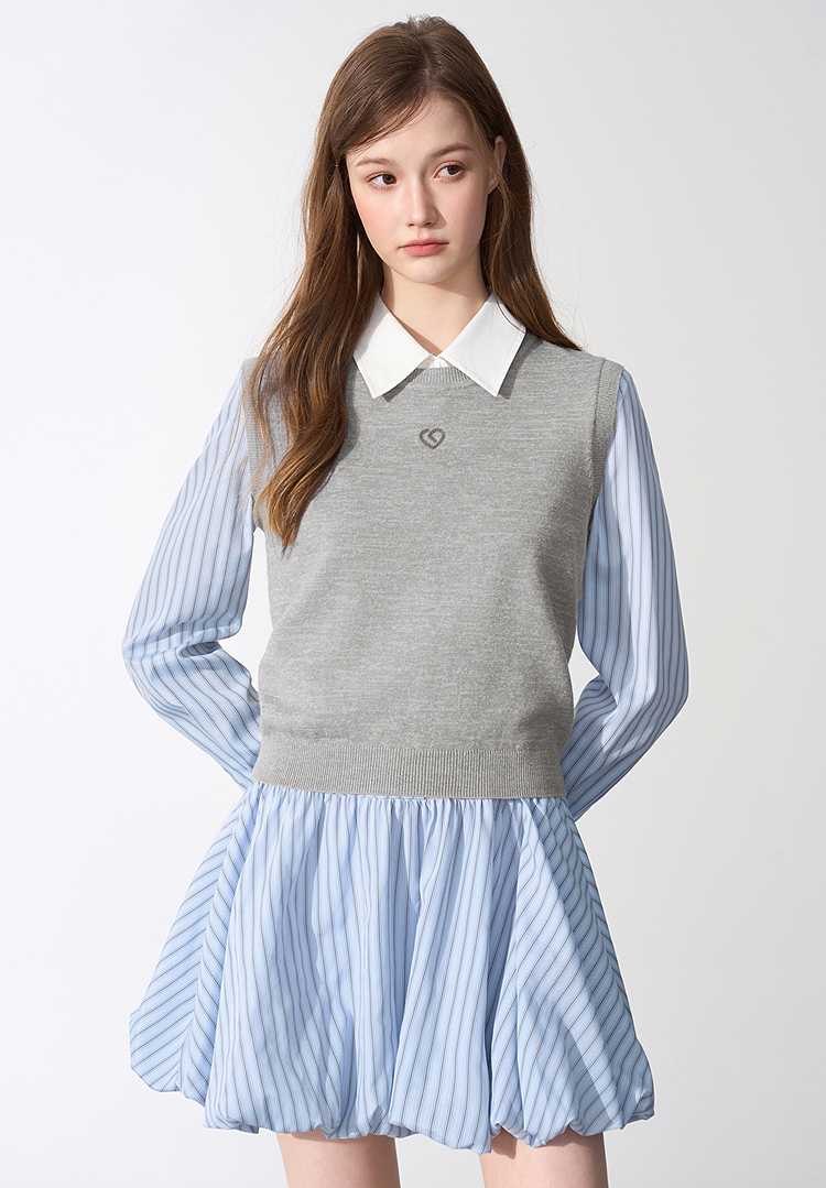 学生服風なレディースグレーニットベスト5選