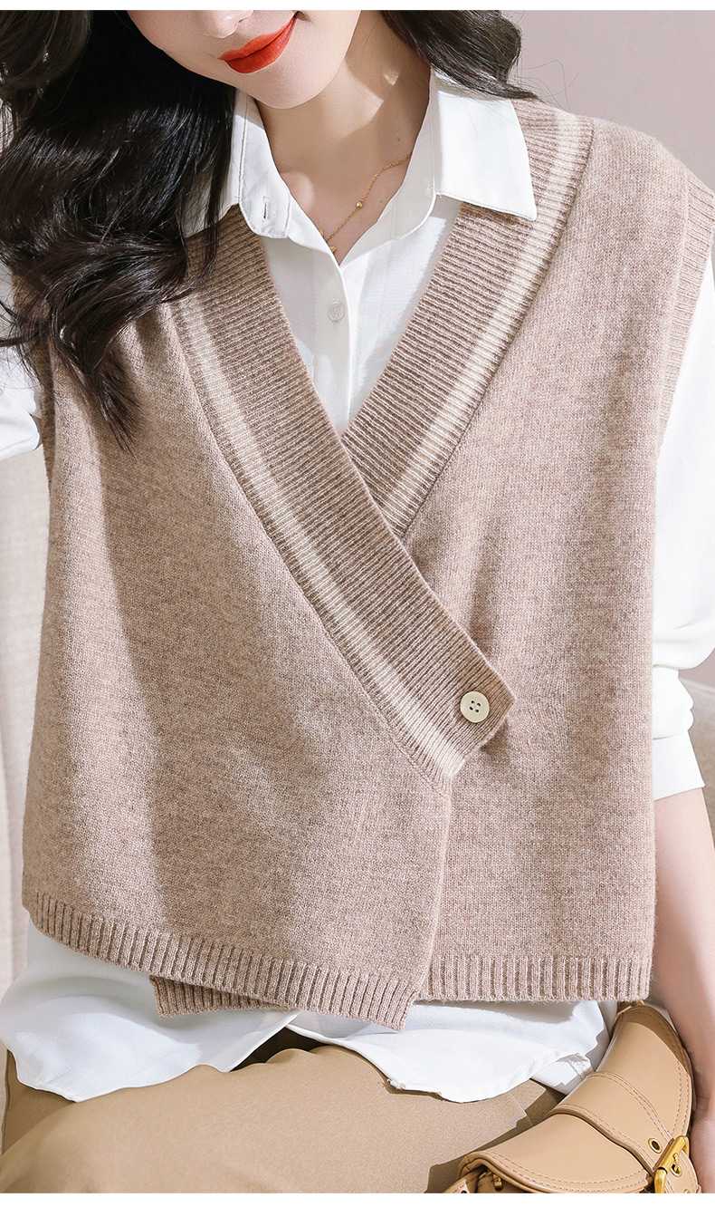 ニットベスト 上質リブ編みラップデザインベスト