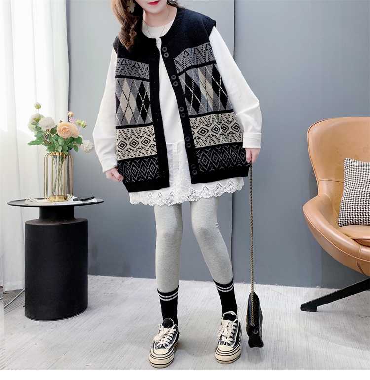 ニットベスト 民族調幾何学模様ニットベスト