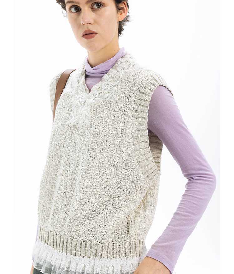 ニットベスト レース装飾ニットベスト