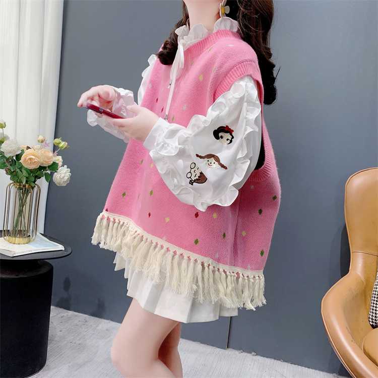 ニットベスト いちごフリンジニットベスト