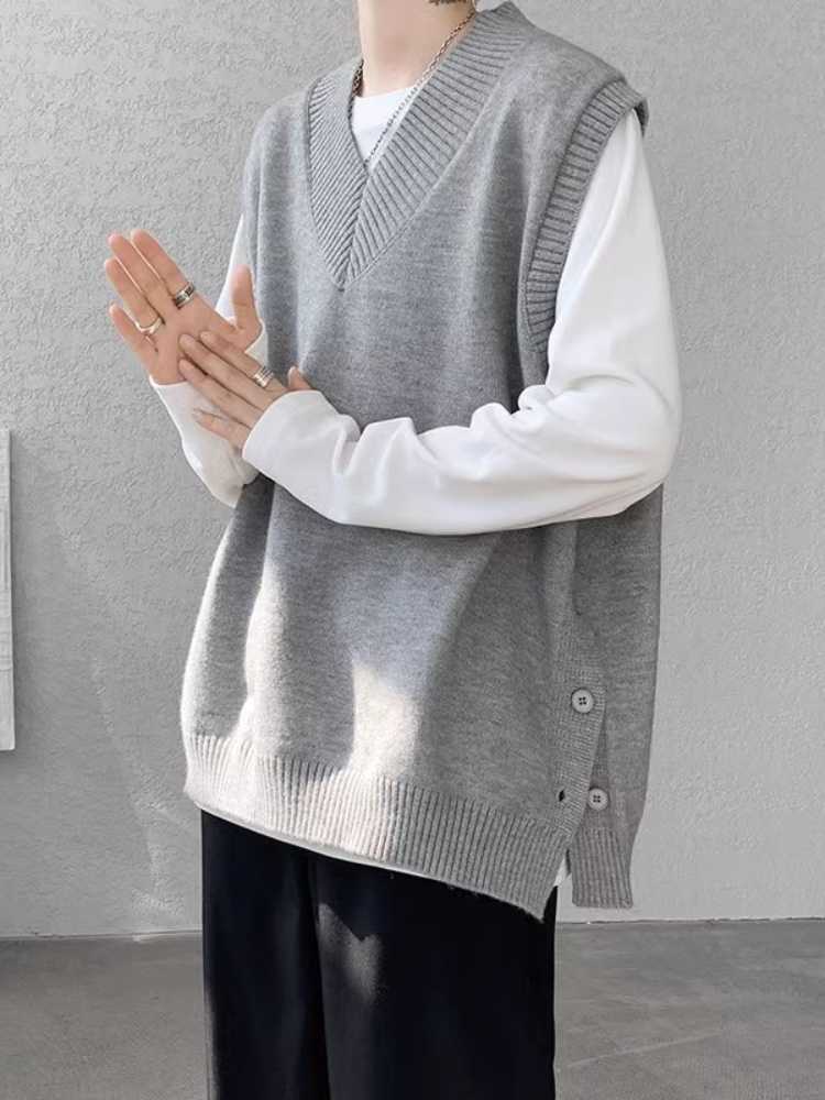 ニットベスト 深みのある優美Vネックベスト