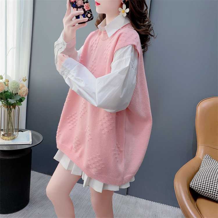 ニットベスト 美しい模様のゆったりベスト