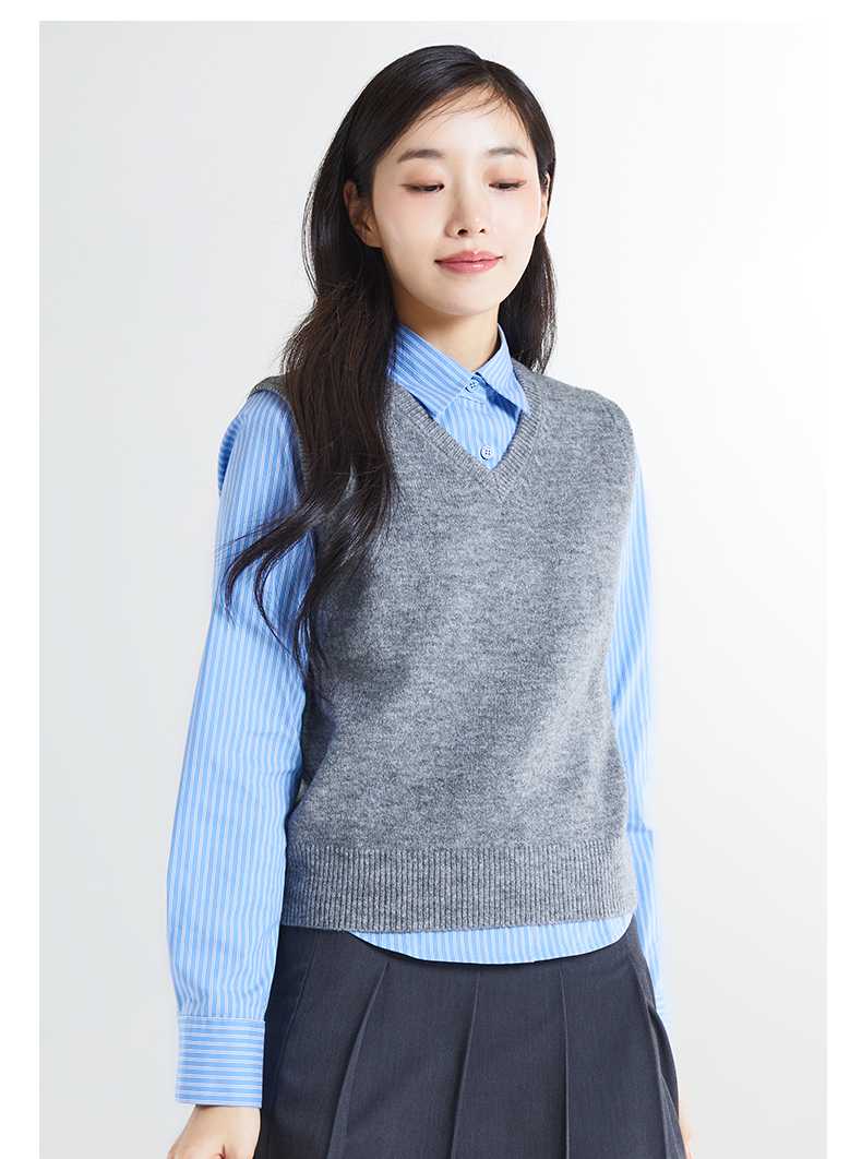 ニットベスト シンプル重ね着風ニットベスト