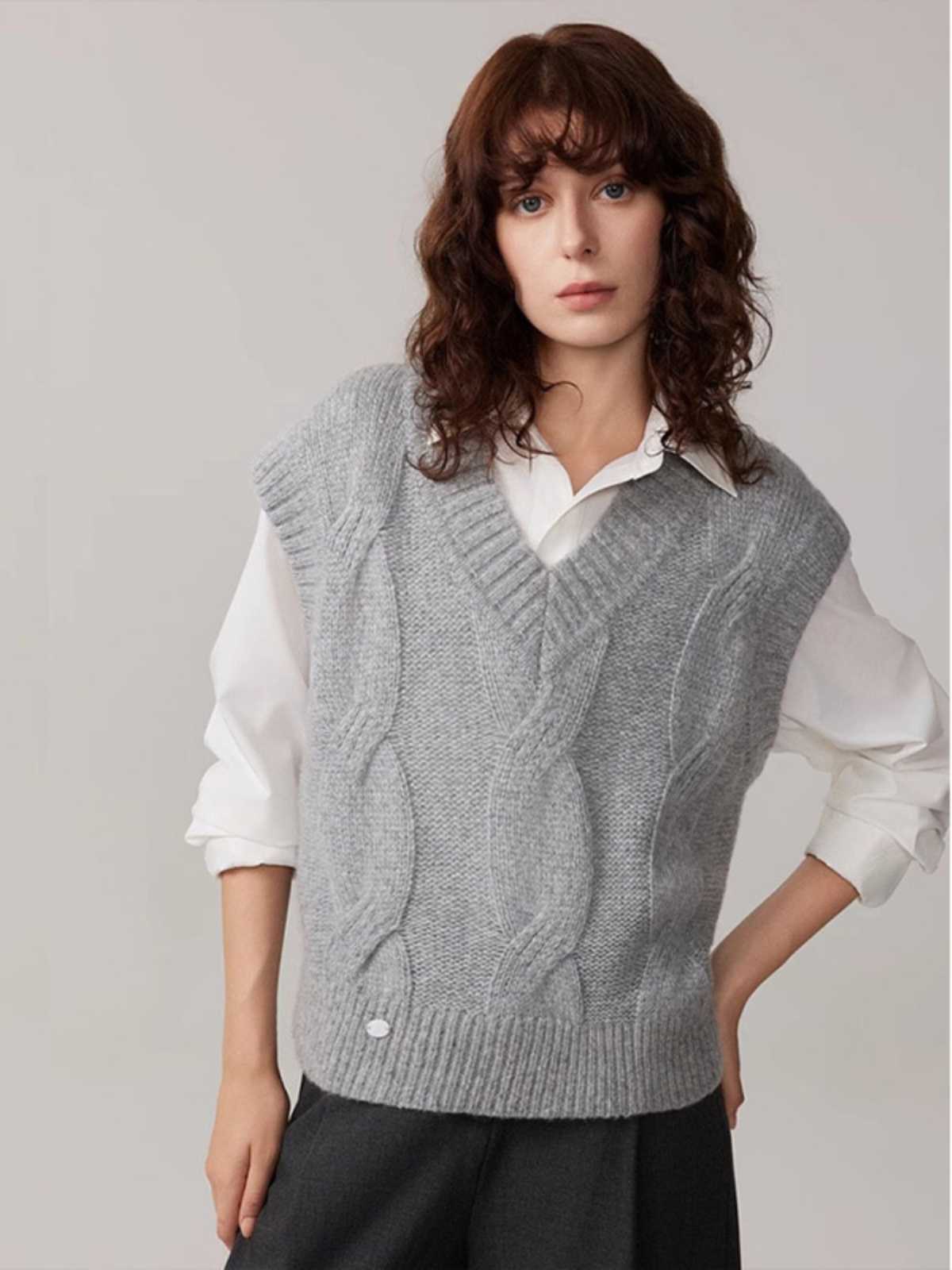 ニットベスト 上質模様編みベスト