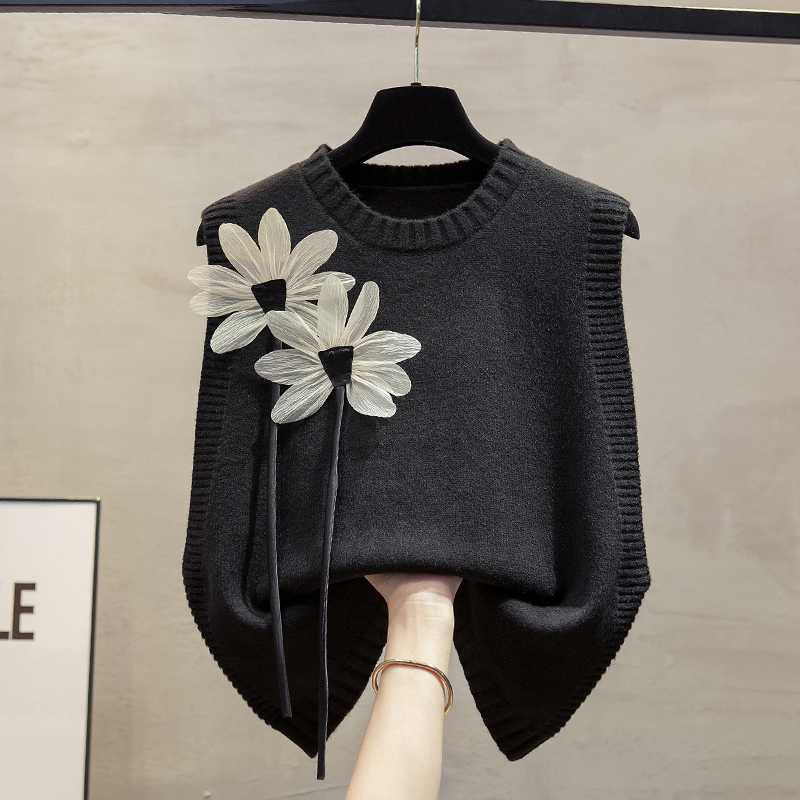 ニットベスト 花の装い ふんわりニットベスト