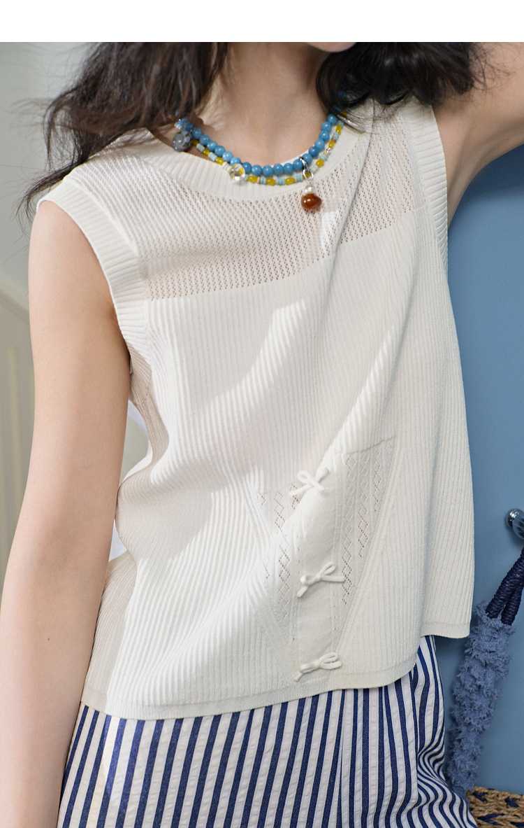 ニットベスト 透かし編みリボンデザインベスト