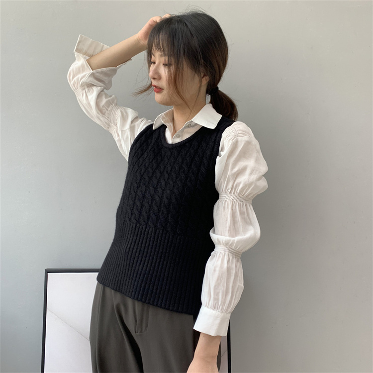 赤系暖かい厚手ニットベスト肌にやさしいスリムタンクトップ