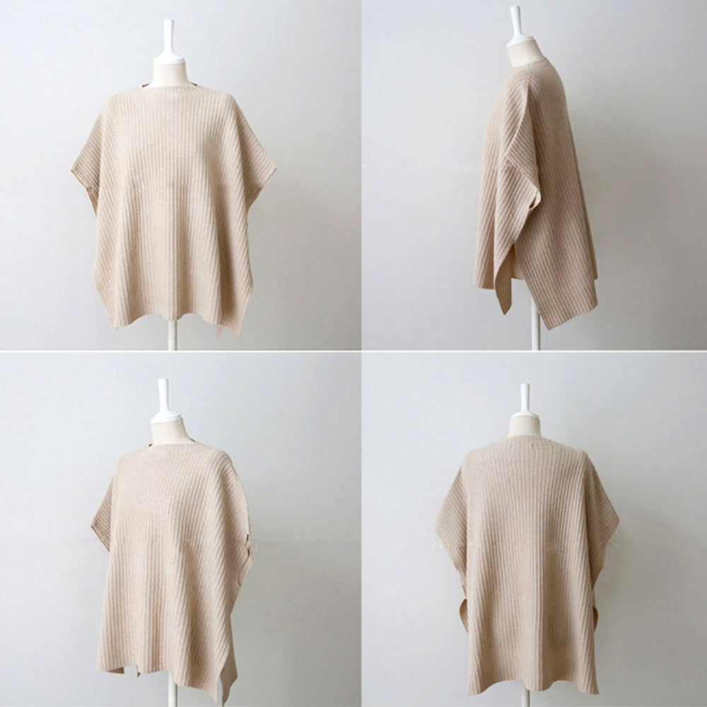 ベージュ リブ編み ニットベスト レディース