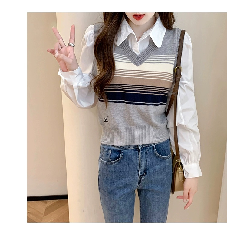 ニットベスト 格子柄ゆったりニットベスト