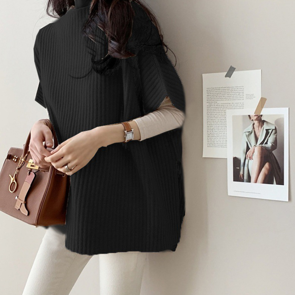 ベージュ リブ編み ニットベスト レディース